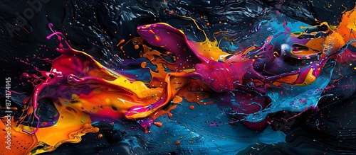 An explosion of vibrant hues in a dynamic abstract composition, where splashes of liquid joy intertwine on a textured canvas, evoking a sense of playful energy.