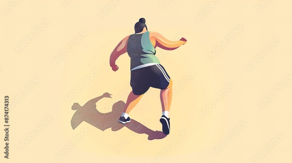 Back view of a person dancing in a green top and black shorts. Back view of a person dancing in a green top and black shorts.