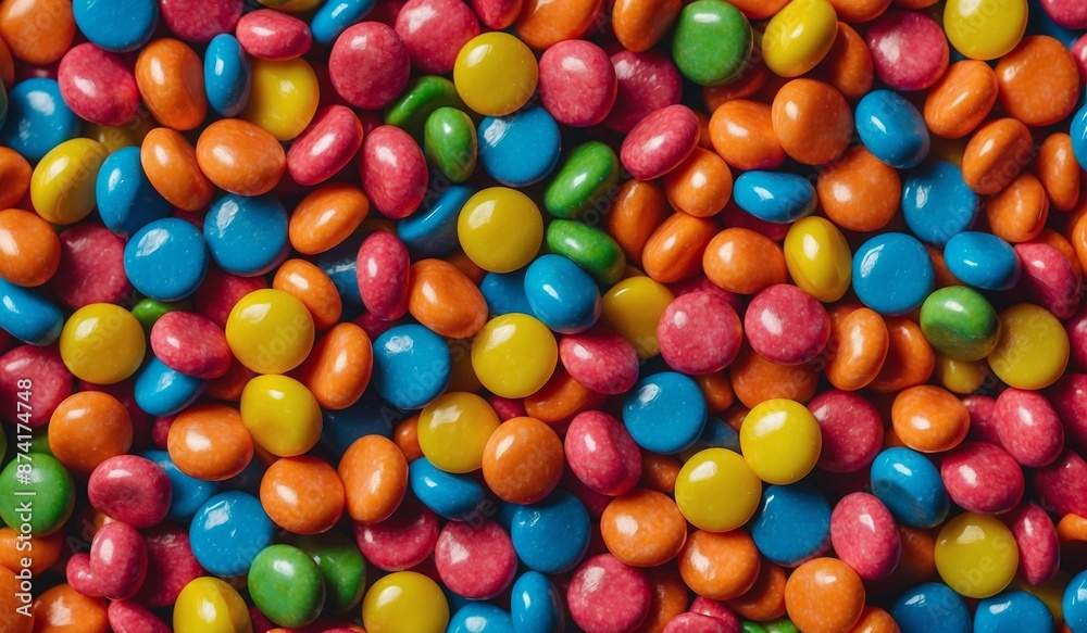 Colorful candy-coated chocolates scattered closely together. Colorful candy-coated chocolates scattered closely together.