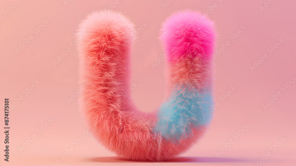 3D rendering of a colorful, furry lowercase letter 3D rendering of a colorful, furry lowercase letter