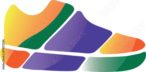 Colorful sneaker logo design. Simple icon minimalist style. Vector illustration on transparent background. 