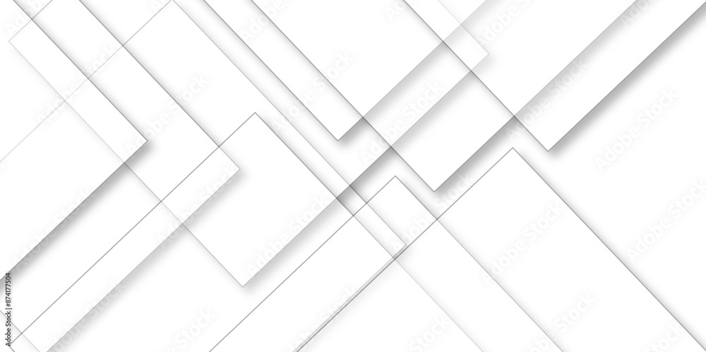 Abstract retro pattern seamless light white geometric square and line vector background. White and gray geometric square technology seamless white banner concept for business and presentation purpose