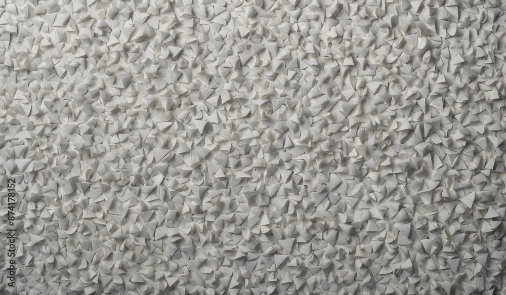 Dense array of white abstract paper shapes on a wall