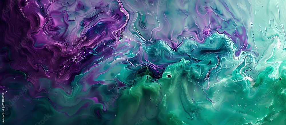 Euphoria in ultraviolet tones blending seamlessly with jade tranquility, forming an abstract liquid art piece, captured in stunning detail. Euphoria in ultraviolet tones blending seamlessly with jade tranquility, forming an abstract liquid art piece, captured in stunning detail.