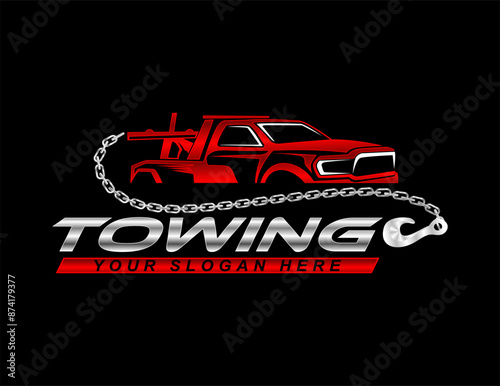 towing service logo template vector illustration for automotive on black background
