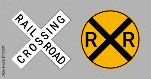 Railroad Crossbuck and Crossing Sign Set