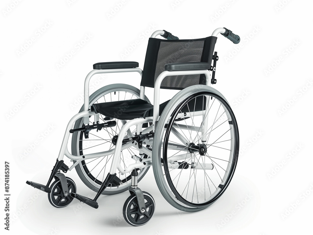 Fototapeta premium White background, black wheelchair