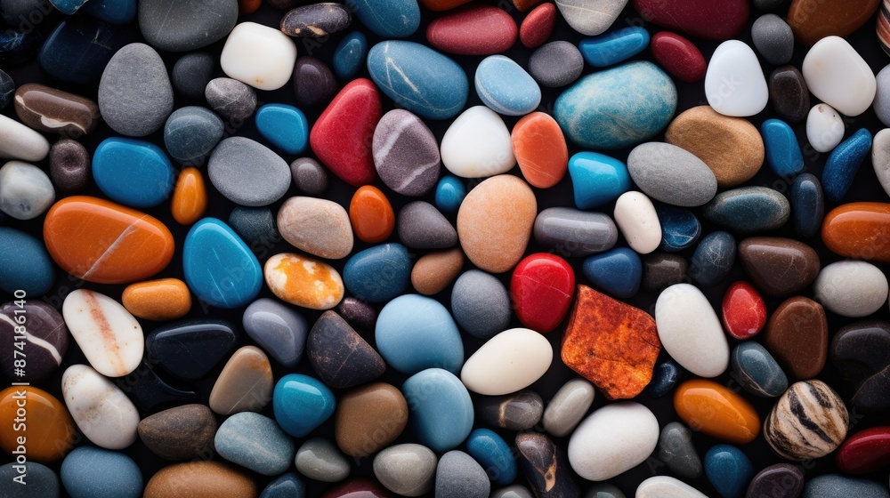 A pile of colorful pebbles on the beach A pile of colorful pebbles on the beach