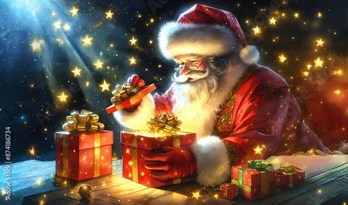 Watercolor painting of santa claus on​​ white background