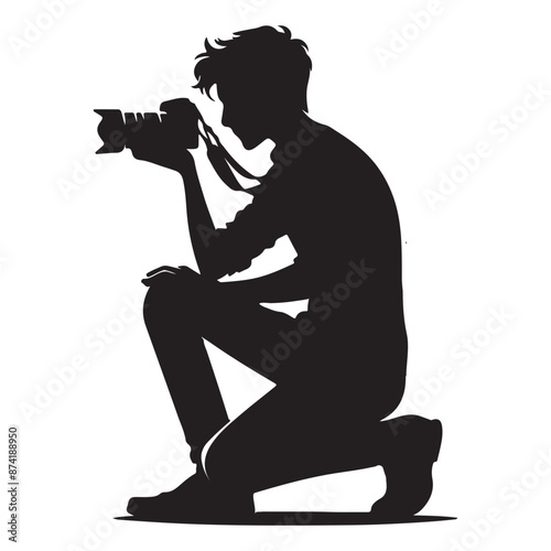 silhouette of photographer man in action
