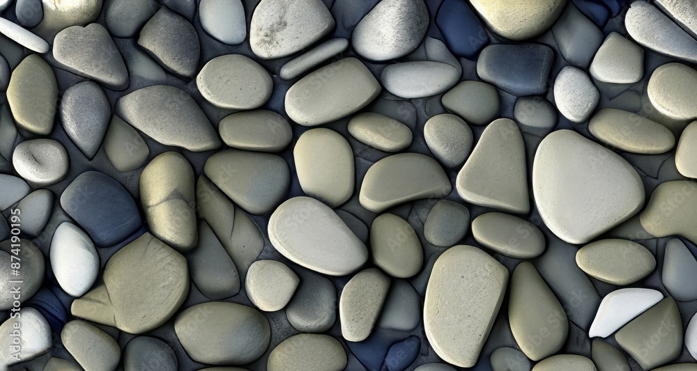 A close up of a pile of rocks on the ground showing a pattern of cobblestone rocks. The rocks are varied in size and color, with a rugged and natural look A close up of a pile of rocks on the ground showing a pattern of cobblestone rocks. The rocks are varied in size and color, with a rugged and natural look