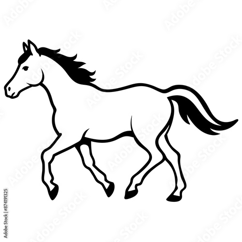 Wallpaper Mural Black and White Horse Silhouette Running Torontodigital.ca