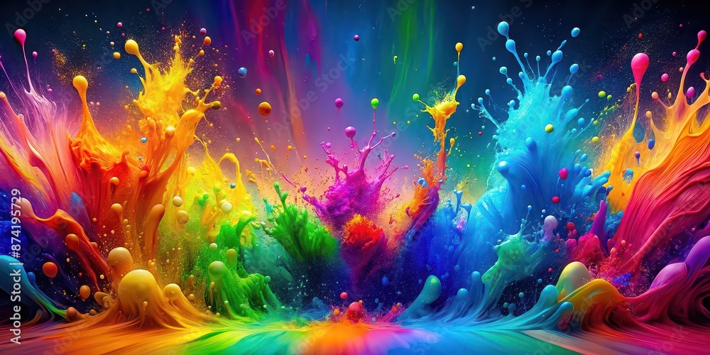 Vibrant multicolor splashes creating a vivid and dynamic wallpaper , colorful, splattering, colorful splashes, wallpaper Vibrant multicolor splashes creating a vivid and dynamic wallpaper , colorful, splattering, colorful splashes, wallpaper
