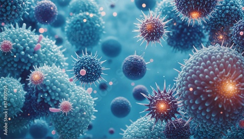Exploding Virus Particles in Medical Research, Microscopic Analysis of Dangerous Global Virus © Rostislav