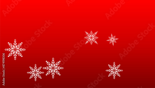 Winter Vector Background with Falling Snowflakes. Isolated on Red Background. Elegance Design for Party Invitation, Banner, Sale, Poster. Papercut Snowflakes.  © DennisStudio