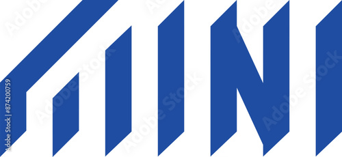 Word MINI blue graphic logo design. Simple icon minimalist style. Vector illustration on transparent background.	