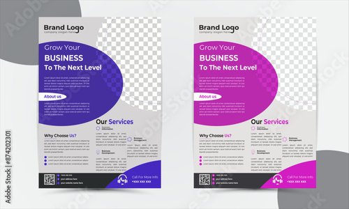 Corporate business flyer template design set with blue, orange, red and yellow color. marketing, business proposal, promotion, advertise, publication, cover page. new digital marketing flyer set.