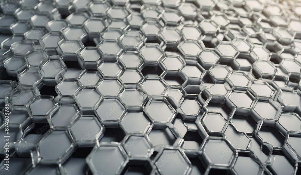 Abstract hexagonal mesh pattern with grey and metallic hues. Abstract hexagonal mesh pattern with grey and metallic hues.