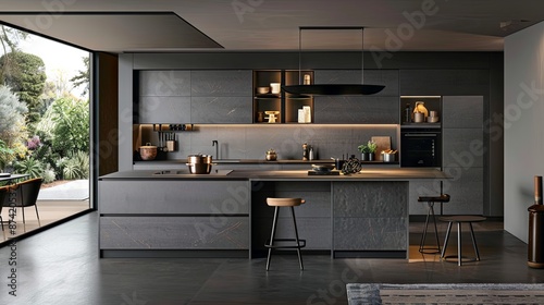Wallpaper Mural Modern kitchen with stylish grey cabinets and decor Torontodigital.ca