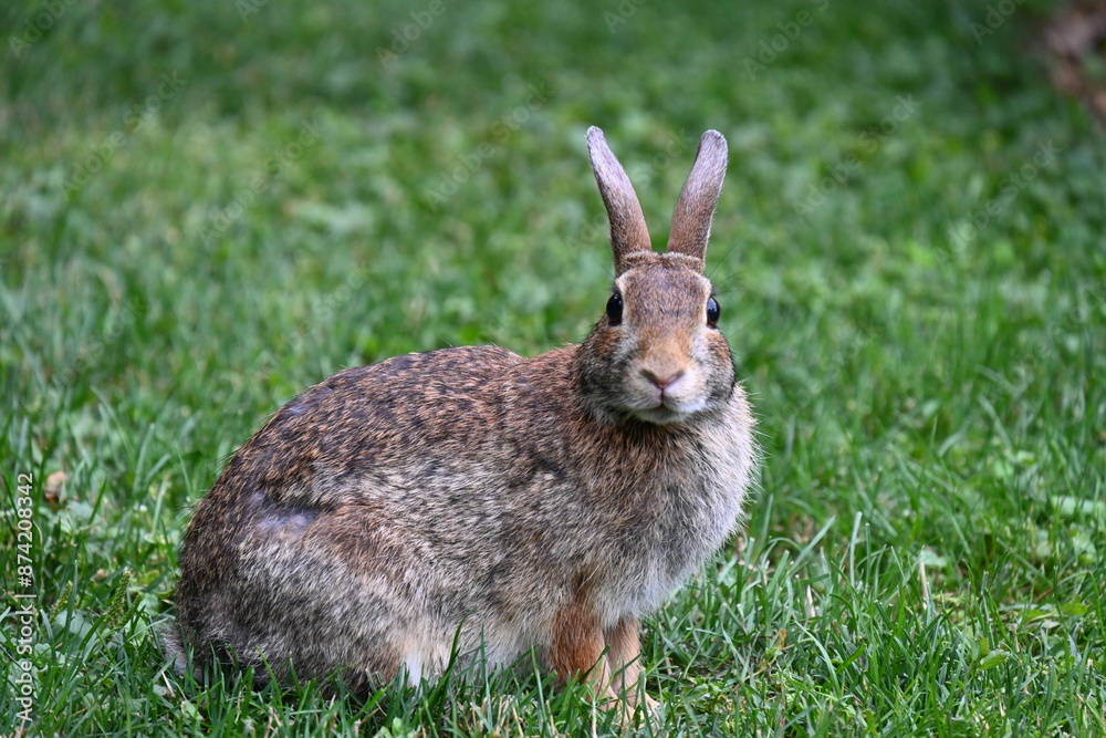 Fototapeta premium gray hare in the bushes,