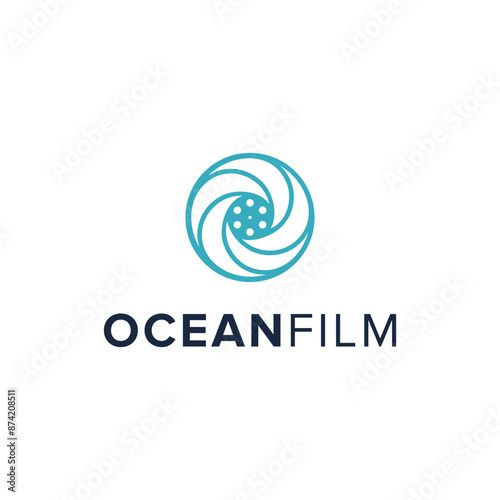 ocean film simple sleek creative geometric modern logo design