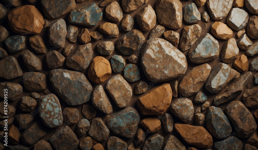 Collection of natural stones with blue and brown hues Collection of natural stones with blue and brown hues