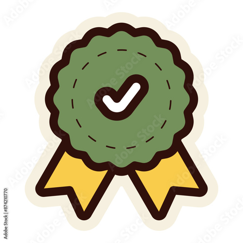 recognition badge with check mark sign sticker