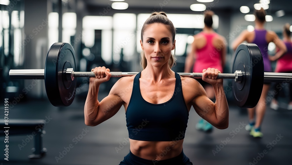 Woman lifting weights in the fitness center. Woman lifting weights in the fitness center.