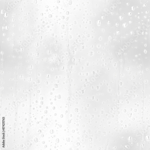 Seamless pattern of raindrops on glass, isolated on transparent background