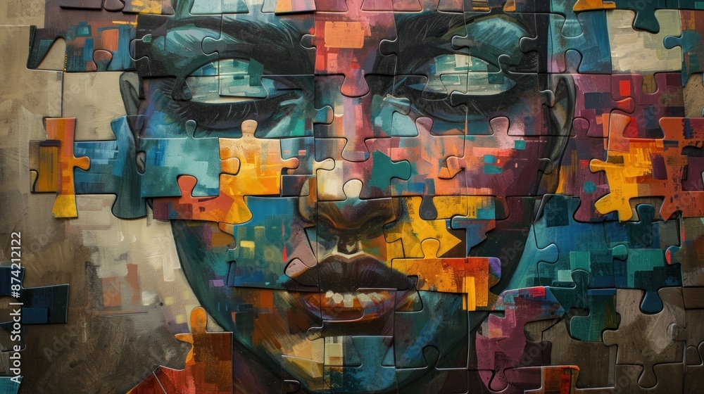 Aqua jigsaw art and psychological art, illustrations Aqua jigsaw art and psychological art, illustrations