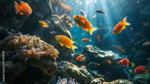 Colorful Tropical Fish in Coral Reef.