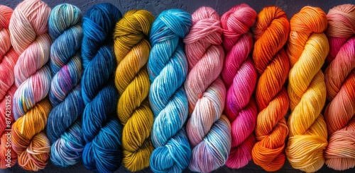 Colorful Yarn Skeins Close Up Photograph