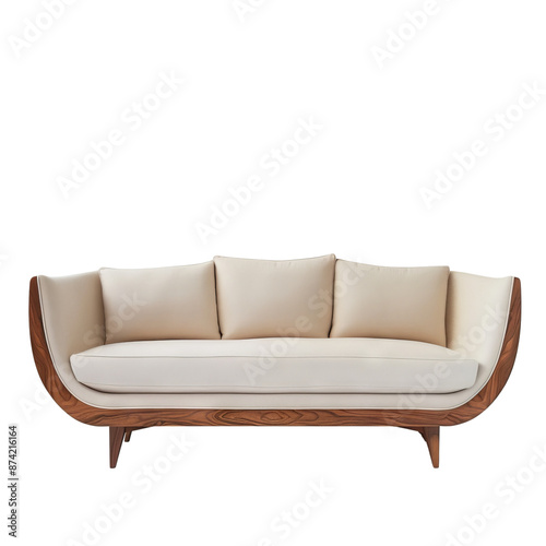 Elegant modern sofa with cushioned seating and wooden frame, perfect for stylish and comfortable living room decor.