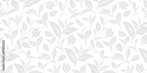 green leaves vector pattern background. Green tea leaf seamless pattern. tea leaves pattern background. seamless patterns with green leaves of tea.