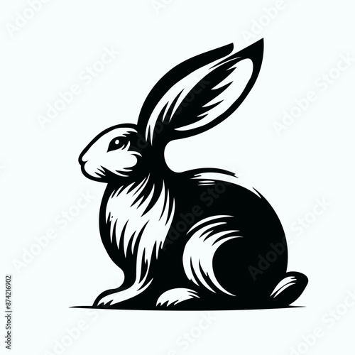 Elegant Black Rabbit Silhouette Vector Art