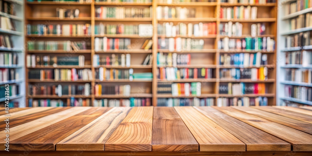 Wooden table stands out in front of a blurry library background, wooden, table, furniture, library, background, interior Wooden table stands out in front of a blurry library background, wooden, table, furniture, library, background, interior