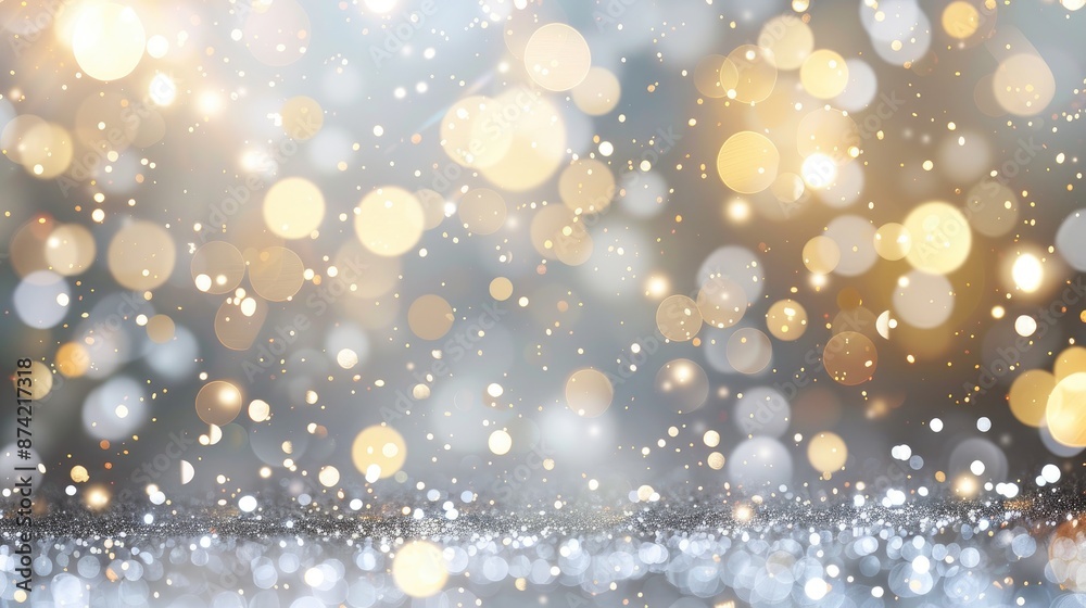 Elegant White and Gray Bokeh Background with Glittering Lights Festive Holiday Pattern Banner Elegant White and Gray Bokeh Background with Glittering Lights Festive Holiday Pattern Banner