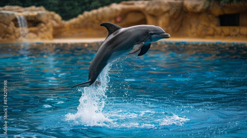 Naklejka premium Dolphin Leaping Out of Water.