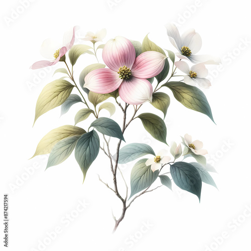 dogwood tree flower on white background