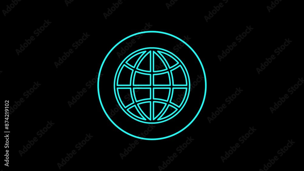 Line globe earth icon animation. Line globe earth icon animation.