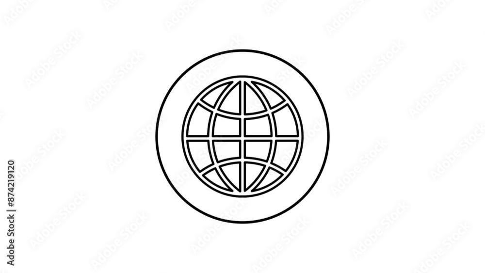 Line globe earth icon animation. Line globe earth icon animation.