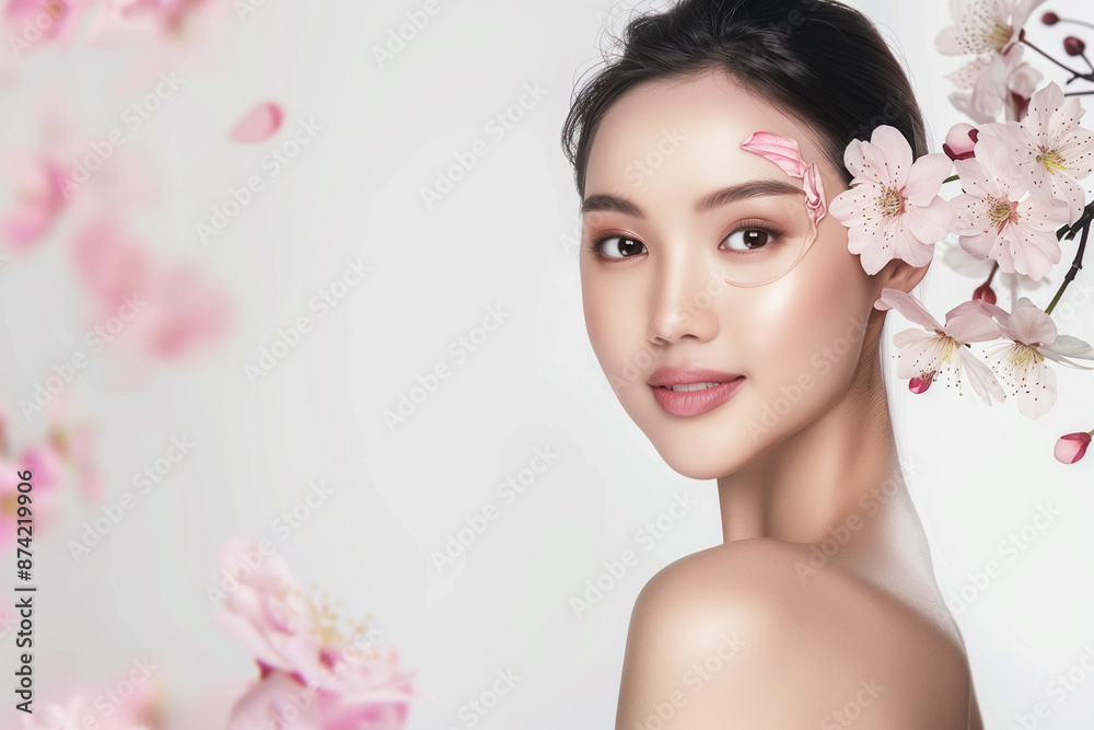 Portrait of beautiful woman with perfect healthy glowing skin face isolated on white background. Facial care concept. Beauty woman spa Portrait of beautiful woman with perfect healthy glowing skin face isolated on white background. Facial care concept. Beauty woman spa