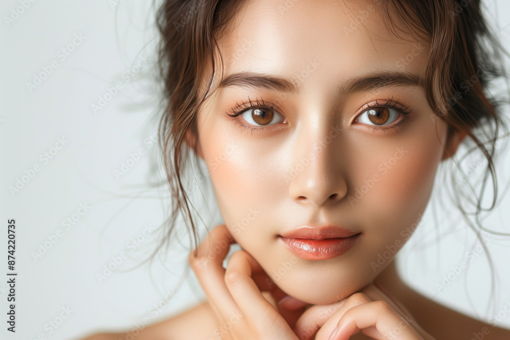 Fototapeta premium Close-up of beautiful woman with perfect healthy glowing skin