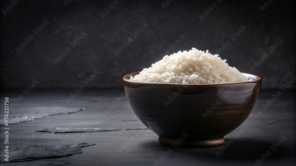 Isolated bowl of white cooked rice, a breakfast or light meal option Isolated bowl of white cooked rice, a breakfast or light meal option