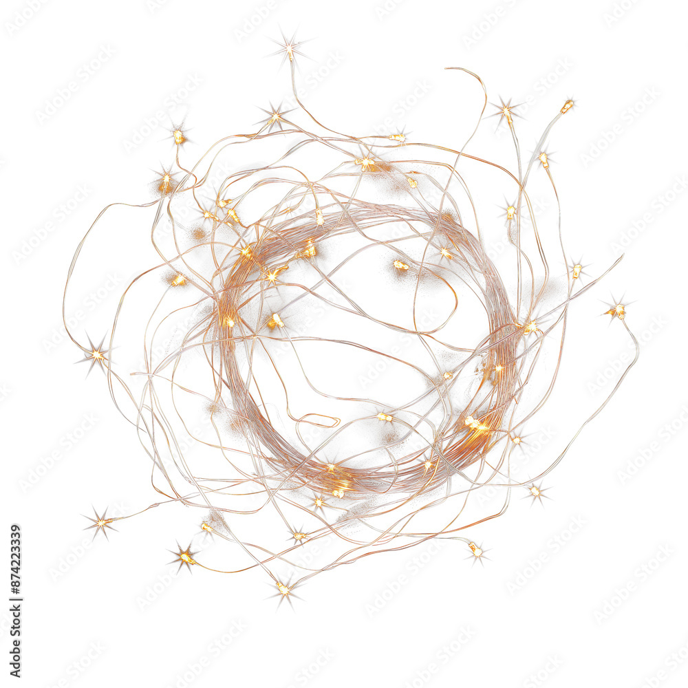 Tangled fairy lights on a transparent background, isolated Tangled fairy lights on a transparent background, isolated