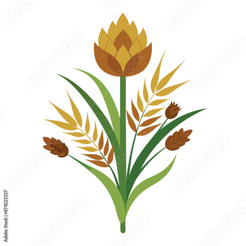 Flax flower vector design on a white backdrop 