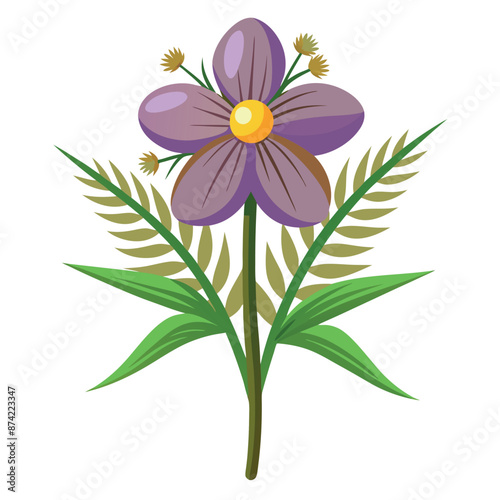 Flax flower vector design on a white backdrop 