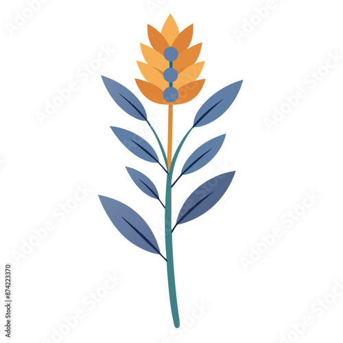 Flax flower vector design on a white backdrop 