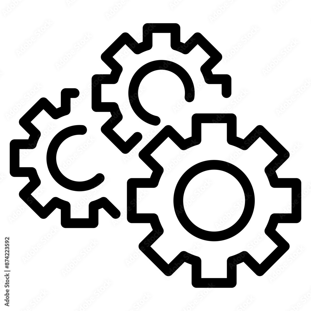 Black settings icon. Cogwheel symbol. Gear wheel vector linear icon for use in any purpose. Black settings icon. Cogwheel symbol. Gear wheel vector linear icon for use in any purpose.