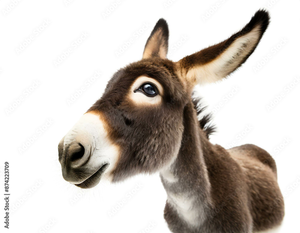 Fototapeta premium Esel jung isoliert auf weißen Hintergrund, Freisteller 